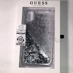 Silver GUESS Liquid Glitter Case